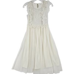 Nannette White Lace & Ruffle Layered Sleeveless Party Dress Girl Size 12 3707